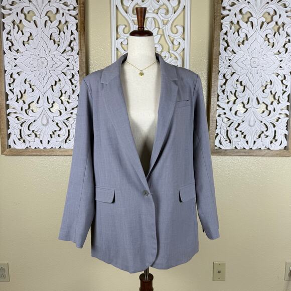 Abercrombie & Fitch | Women’s Classic Suiting Blazer Single Button Grey Large - Picture 2 of 9